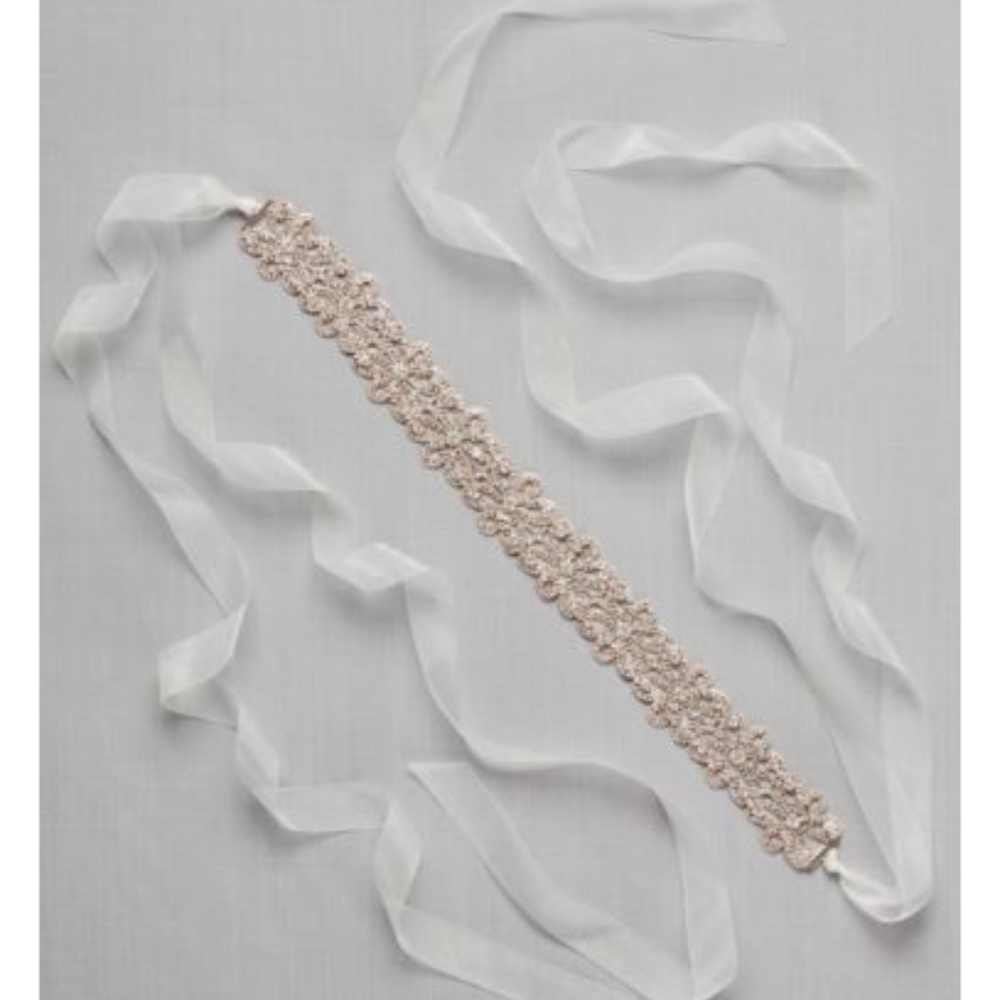 Bridal Belt High-Shine Crystal Flower Sash